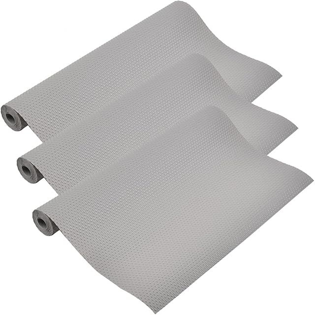 3 Rolls Drawer Liners Non Slip Drawer Mats, Kitchen Cupboard Liner | Non-Slip Waterproof EVA Cupboard Cabinet Pad Anti-Slip Mats Sink Protector for Refrigerator, Kitchen CounterGray, 30cmX150cm