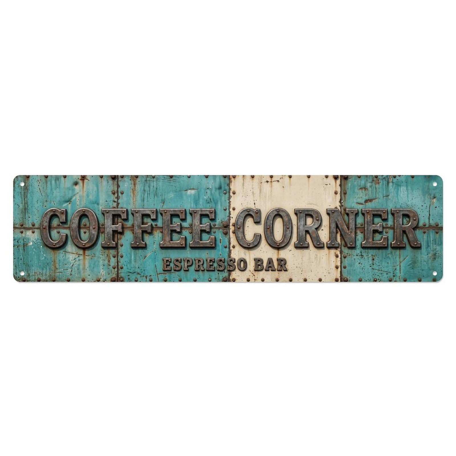 Coffee Corner Teal Metal Metal Tin Sign