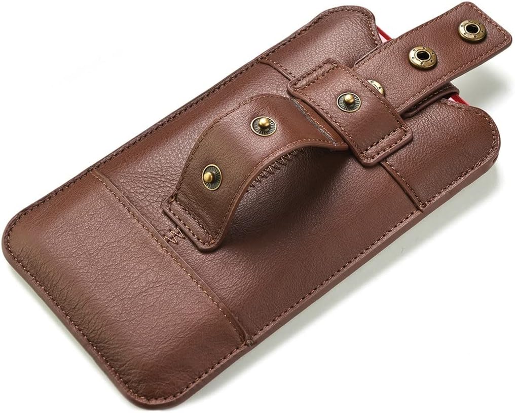 Buckle Genuine Leather Phone Bag Belt Clip Case Waist Bag Belt Clip Phone Case(D)