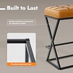 Counter Height Bar Stools Set of 2, 26" Bar Stools for Kitchen Island, Faux Leather Upholstered Seat with Footrest, Sturdy Metal Frame Backless Counter Stools Walnut Brown
