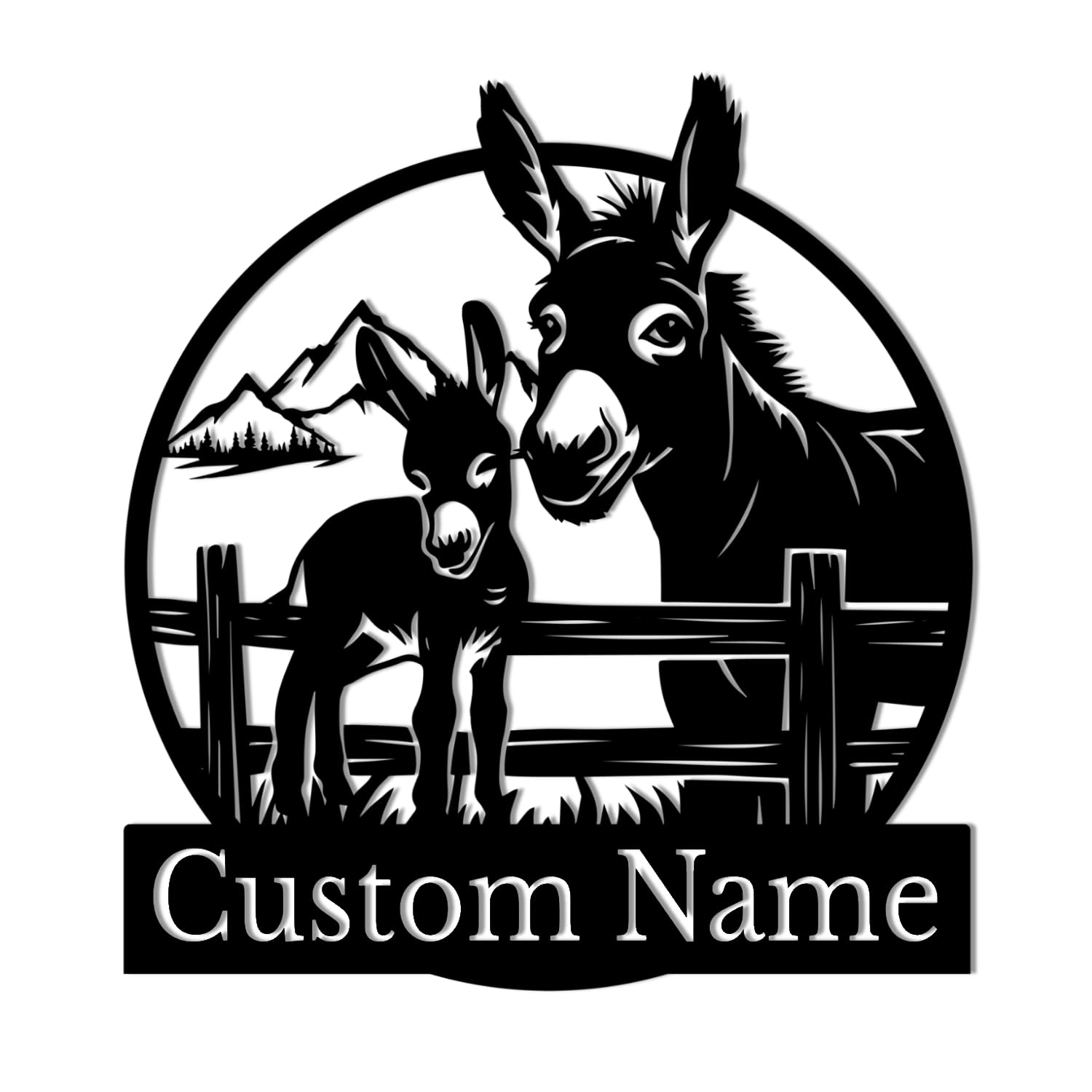Houdoum Donkey A Personalized Custom Donkey Metal Wall Decor Art, Donkey Name Sign, Personalized Donkey Metal Decor Art, Donkey Lover Gift (Donkey A)