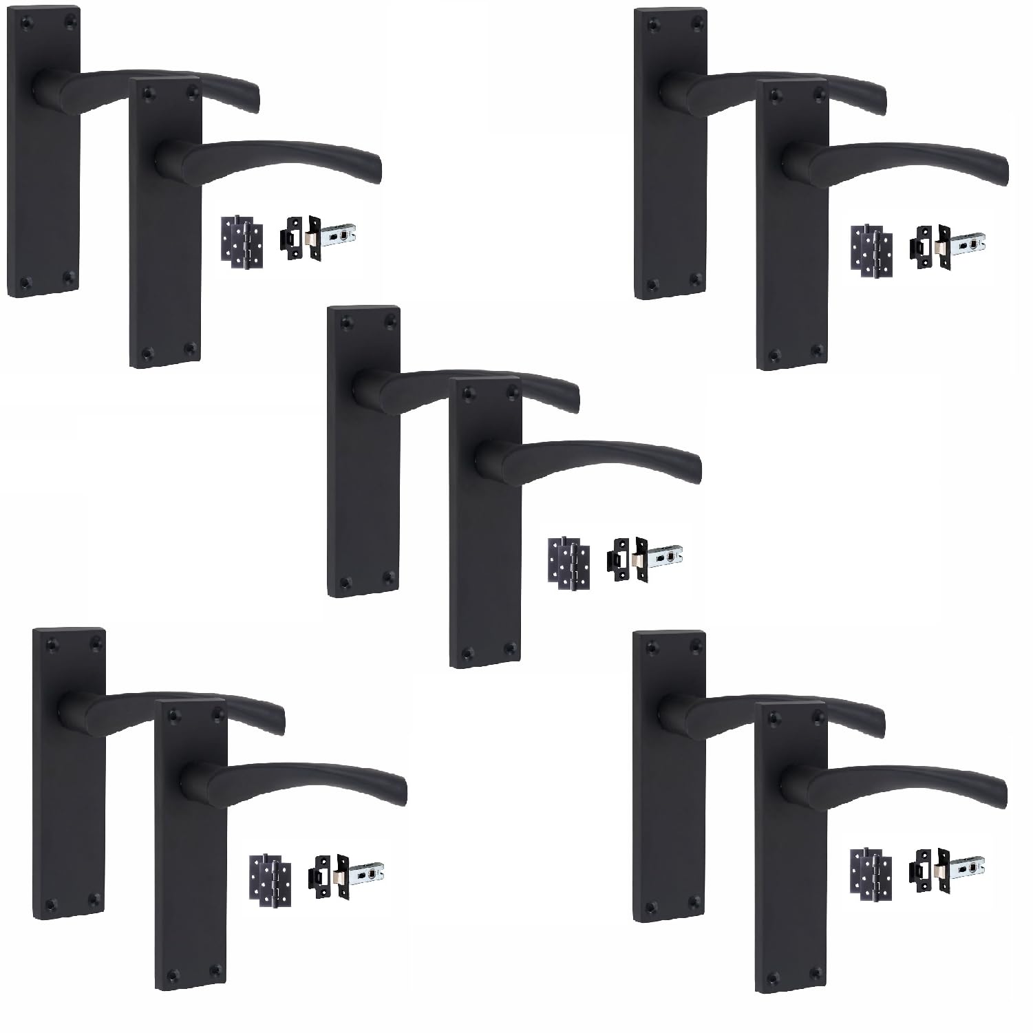 Golden Grace 5 Set Internal Door Handles Packs Set Victorian Scroll Astrid Design Matt Black Finish 150mm Backplate With Latches And Hinges from B&Q