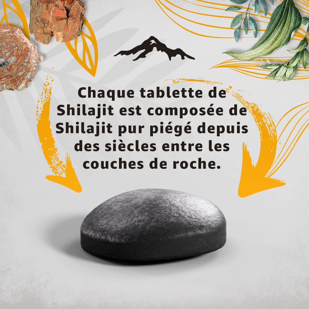 Pure Shilajit 3000mg Avec Acide Fulvique - Puissant Booster D'énergie, 30/60/120 Gélules