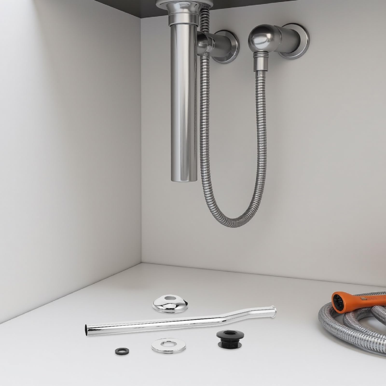 Gatuida Kit de descarga de urinario: tubo de entrada de acero inoxidable, repuesto universal de de urinario, junta antifugas para de pared de 30 cm.