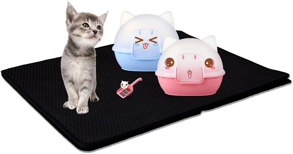 petacc Cat Litter Mat Litter Trap Mat Scatter Control for Litter Box, Soft on Sensitive Kitty Paws