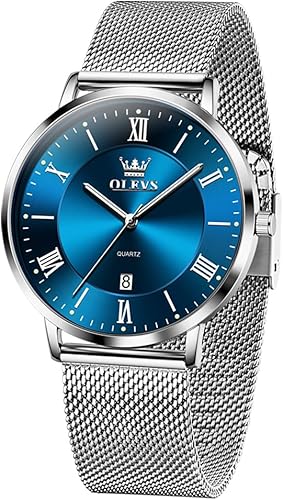 Miniatura 7 de OLEVS Relojes de oro para hombre, analógico, de cuarzo, para negocios, de vestir, fecha, acero inoxidable, clásico, de lujo, luminoso, impermeable,