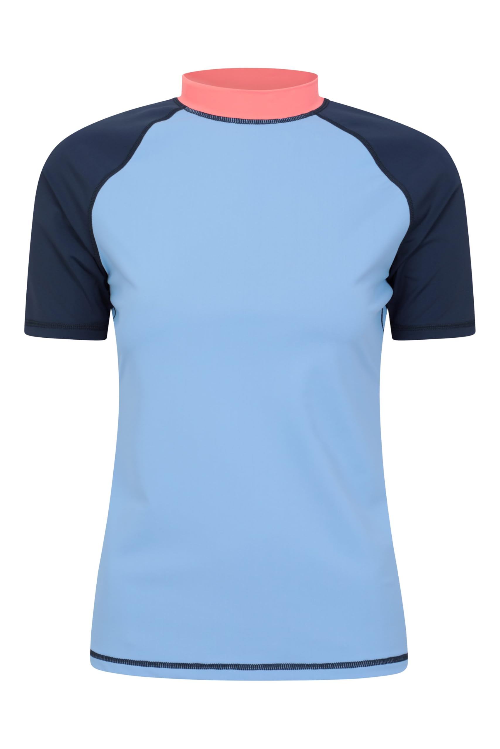 Mountain Warehouse Short Sleeves Womens UV Rash Vest - UPF50+, Ladies Rash Guard, Quick Dry, Flat Seams Top - Spring Summer Swimming, Beach, Under a Wetsuit Pale Blue 8