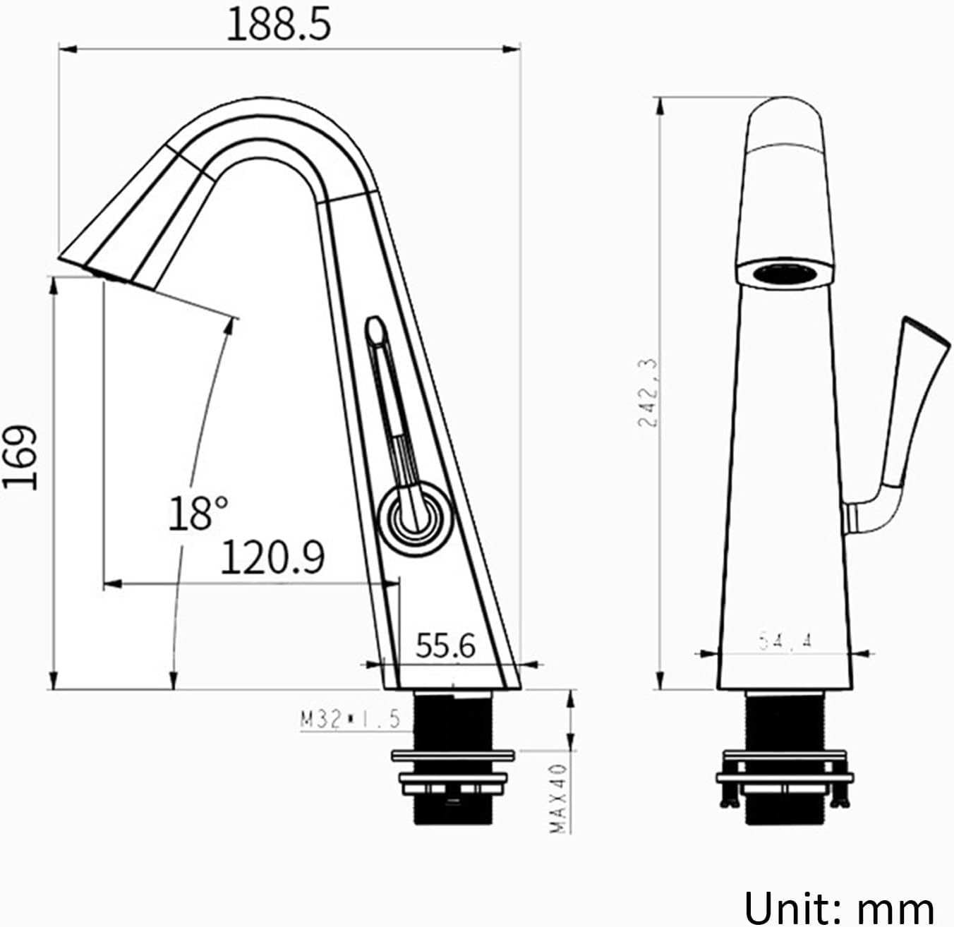 Bathroom 1 Hole, Modern Single Handle Bathroom Sink, Brass Basin Mixer Tap, RV Bar Laundry Room Utility Sink with Hot & Cold Water