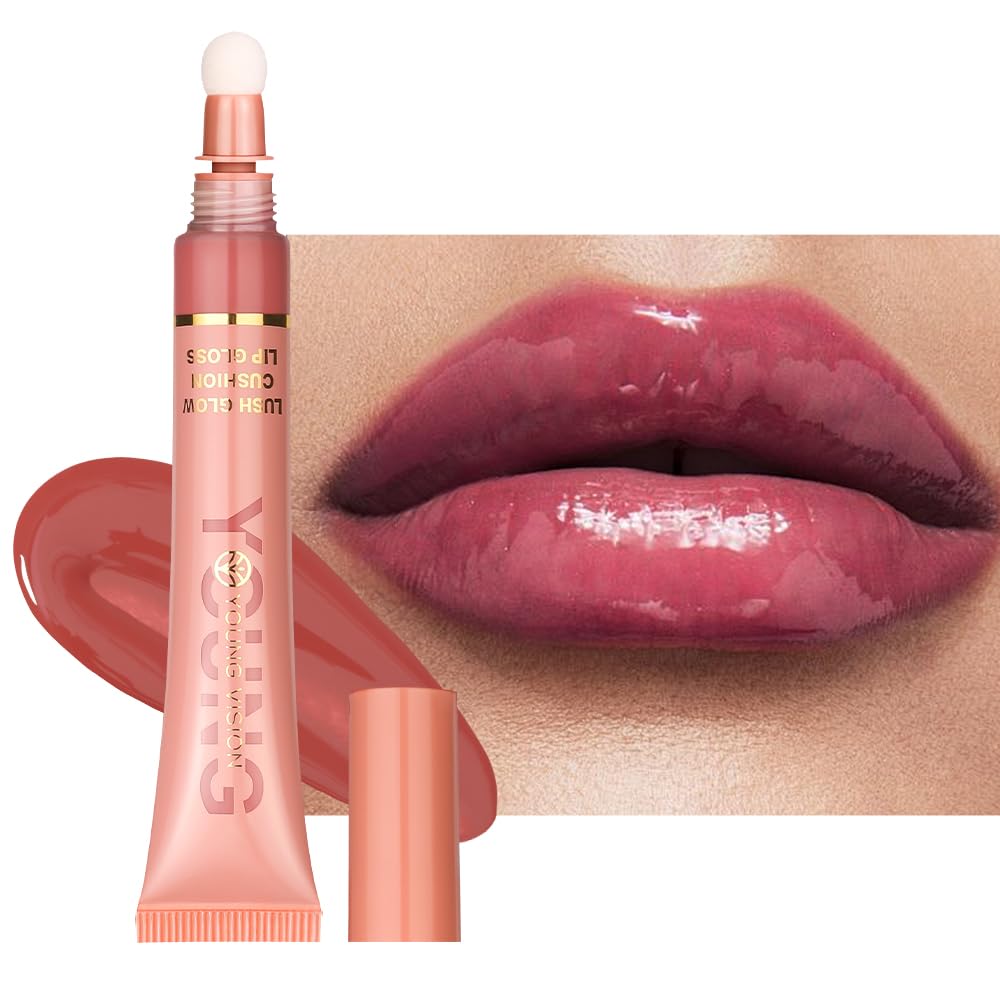 YOUNG VISION Hydrating Liquid Lipstick & Gloss Tint, Oil Infused, Cushion & Puff Applicators, Versatile Nude to Red Shades,Labial Liquido & Brillo