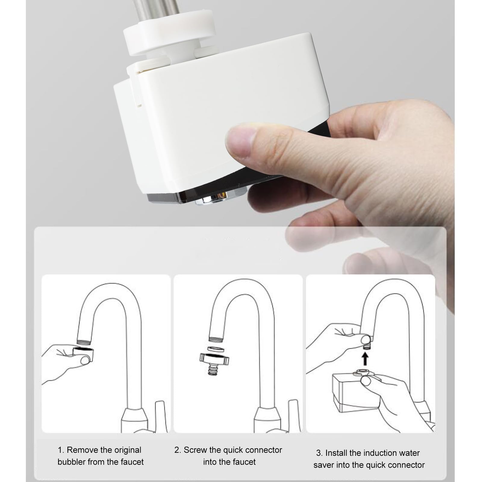 Adaptador de Grifo sin Contacto, Adaptador de Sensor de Movimiento Inteligente, Adaptador de Grifo Impermeable IPX6, Adaptador de Grifo con Sensor de Movimiento para el Grifo del