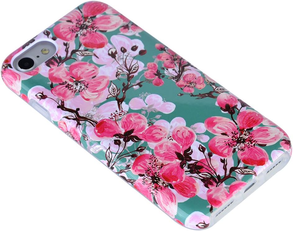 Dimaka Case for iPhone 7 Case, iPhone 8 Case for Girls, Cute Floral Leef Flower Pattern Protective Case, 2 Layer Hybrid Drop Proof Cover [Retro Design] for iPhone 7 and 8 (109)