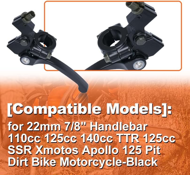 Premium For 22mm 7/8" Handlebar For 110cc 125cc 140cc TTR 125cc SSR Xmotos Apollo 125 Pit Dirt Bike - Includes 10mm Wrench, Brake Clutch Lever & Cable Ties
