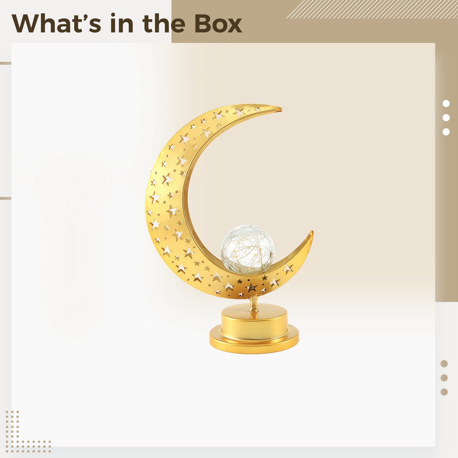 Ramadan LED Light Moon Castle Lantern, metalowa mini dekoracyjna z rzeźbami w kształcie księżyca, zasilanie bateryjne, dekoracyjne światła do wewnątrz i na zewnątrz, ekspozycja na blat, złote