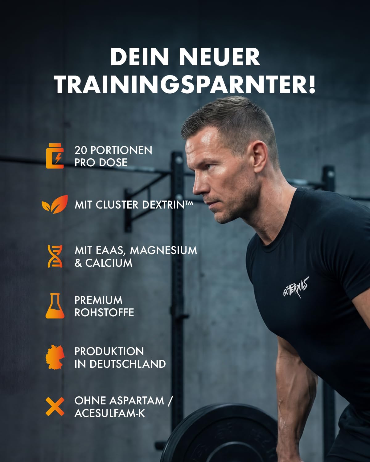 Götterpuls Intra Workout 1.060g Pulver Pfirsich-Eistee | Mit Cluster Dextrin, EAA & Aminosäuren – Mit Elektrolyten & Kokosnusswasserpulver – Vegan – Für Kraftsport – 20 Portionen