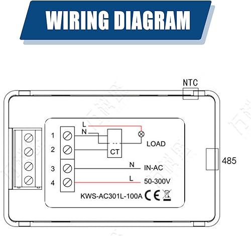 Miniatura 5 de Medidor de potencia de CA, multímetro de CA de 50-300 V 100 A con transformador abierto, pantalla digital, voltímetro de corriente, pantalla digital