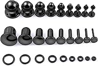 Longbeauty 18PCS Surgical Steel Ear Gauges Kit 14G-00G Flat Top Plugs - Stretching Expander Jewelry in 6 Colors