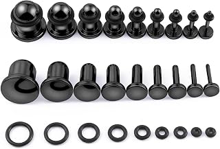 Longbeauty 18PCS Surgical Steel Ear Gauges Kit 14G-00G Flat Top Plugs - Stretching Expander Jewelry in 6 Colors