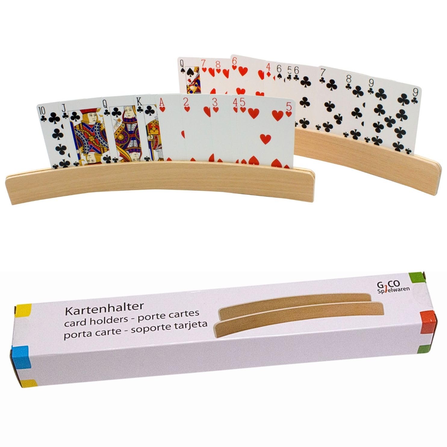 GICO Porta carte da gioco in legno, lunghezza (33 cm), set da 2 pezzi, 7956
