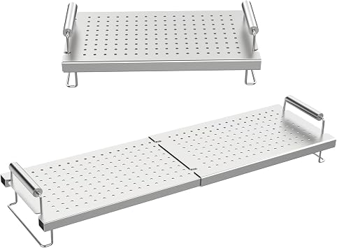 Grill Warming Rack for Blackstone Flat Top 28 36 17 22 Inch Griddle, Universal Adjustable Stainless Steel Grill Rack for Blackstone for Nexgrill Griddle Accessories, 15"L to 25"L