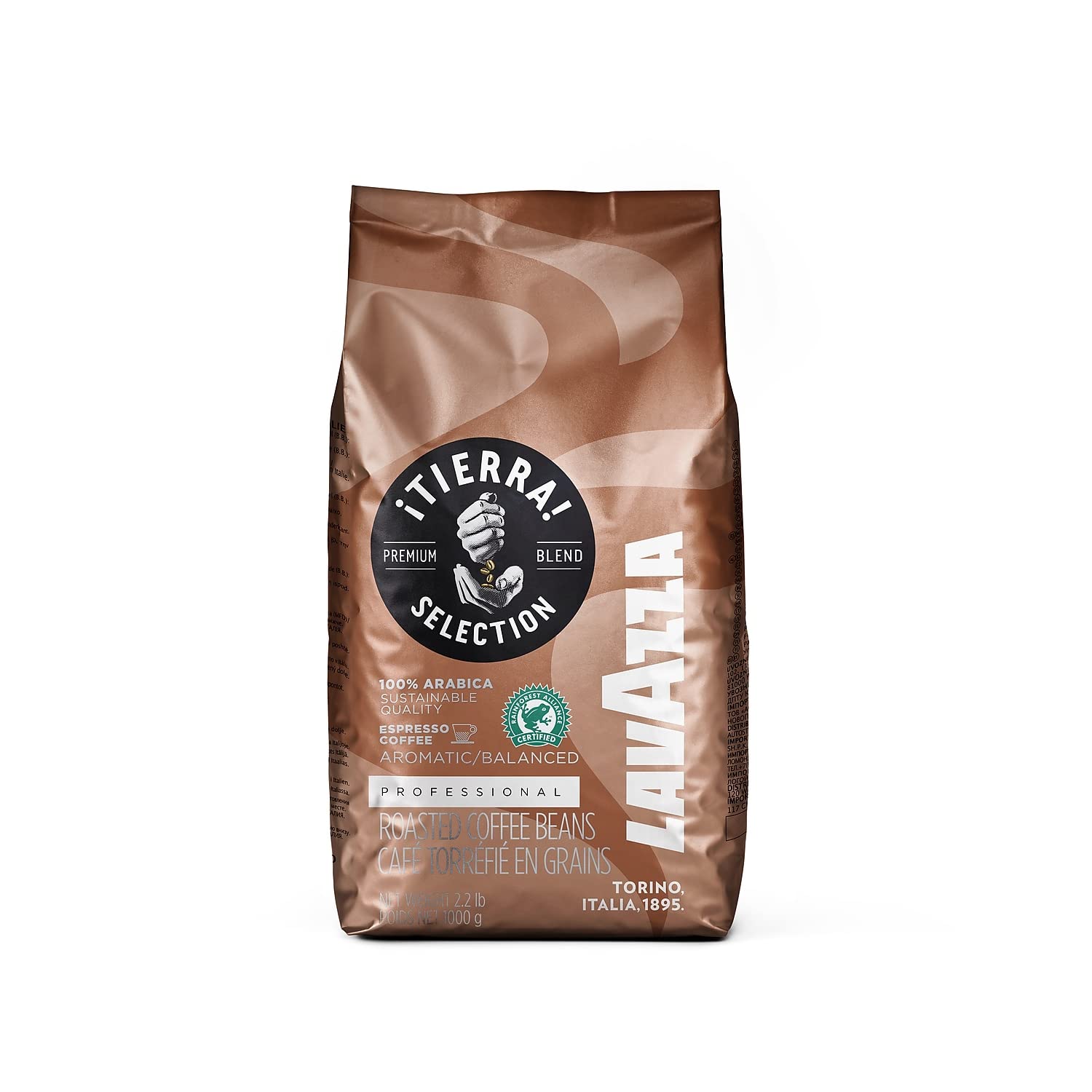 LavazzaCoffee Espresso Tierra Intenso, Whole Beans, Pack of 6, 6 x 1000g