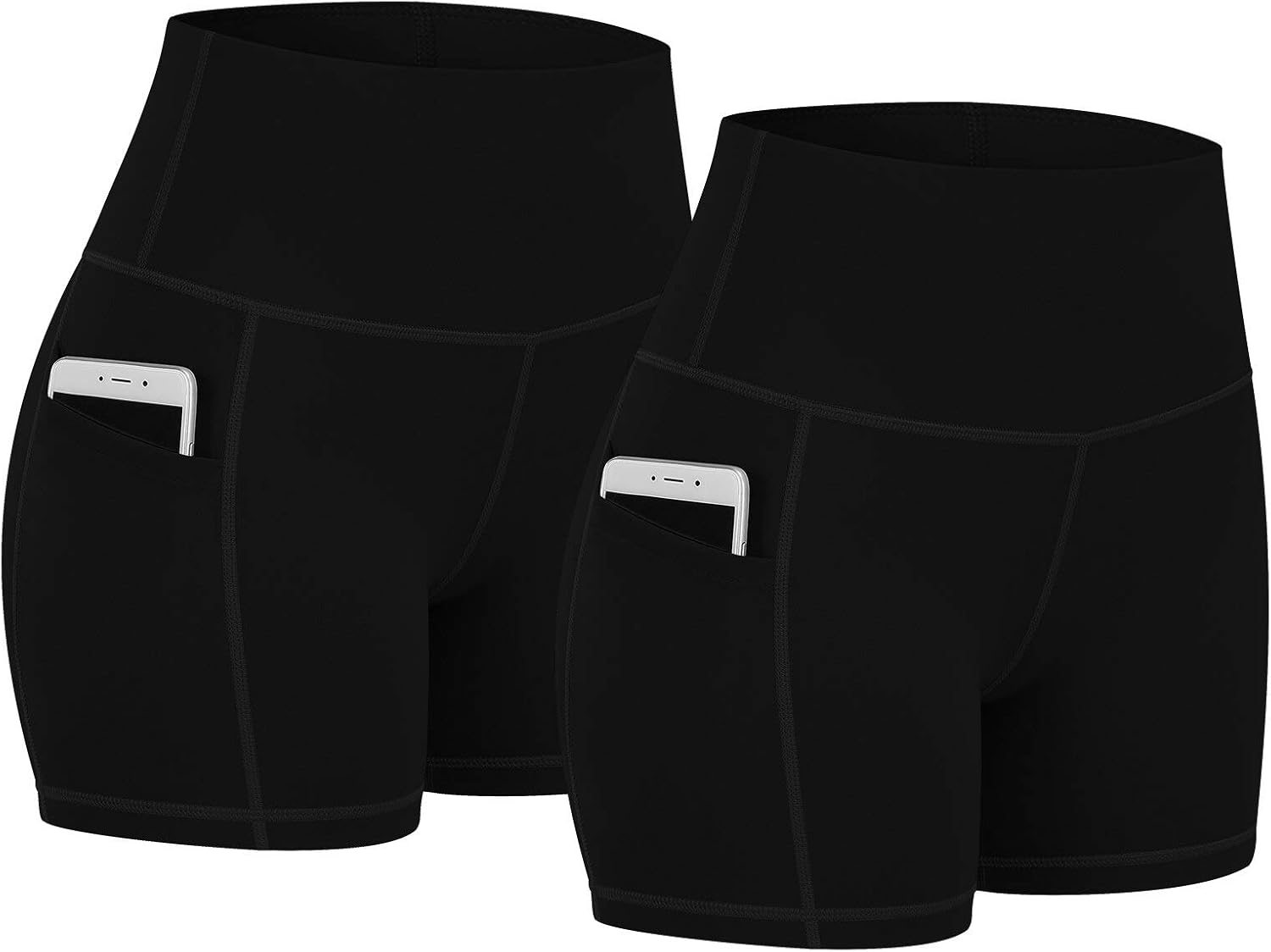 Fengbay 2 Pack 8" /5" Biker Shorts for Women with Pockets, High Waist Workout Shorts for Women Compression Yoga Shorts