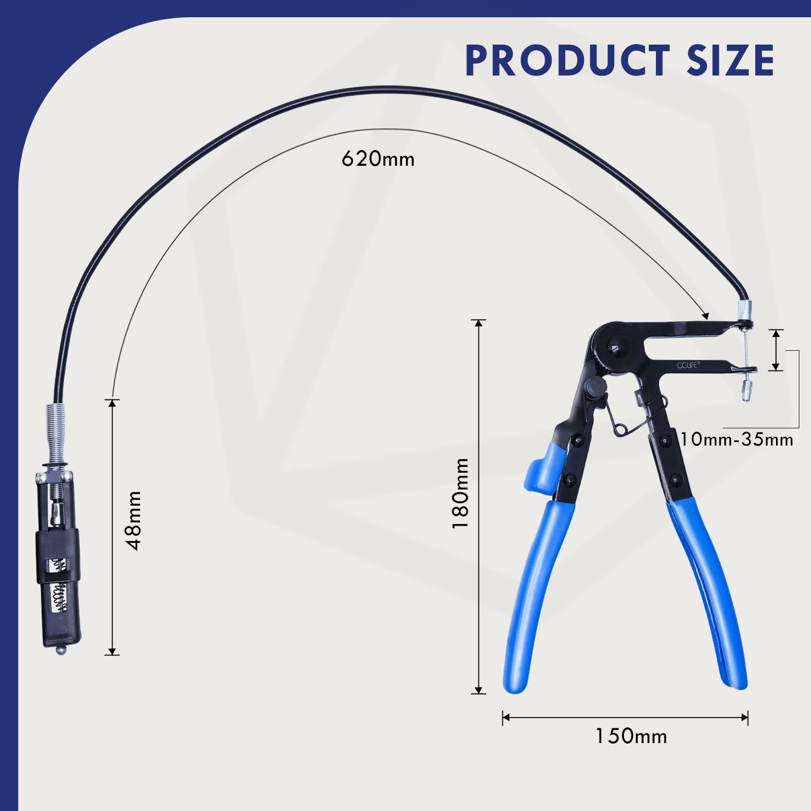 CCLIFE Pinzas para mangueras con cable Bowden 630 mm