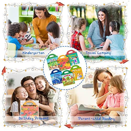 Reusable Sticker Book For Kids 2-4: 6 Set Preschool Learning Activities Quiet Busy Book For Toddler Travel Toys Sticker Book Include Ocean, My Body, Farm, Insect, Season, Dinosaur Educational Gifts #TOP4