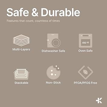 BAKKENMASTER 18-Piece Deluxe Nonstick Carbon Steel Bakeware Set - Professional Kitchen Oven Baking Pans with White Silicone Handles and Accessories