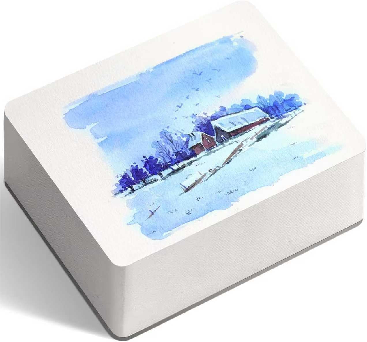 FLUNBRATO Watercolor Sketchbook 80 Sheets, 3.5 x 5.1 Inch, 100% Cotton Mini Travel Watercolor Sketchbook, Cold Press 140LB 300GSM, Two-Edge Glue Binding Compact Notebook Mixed Media for Painting