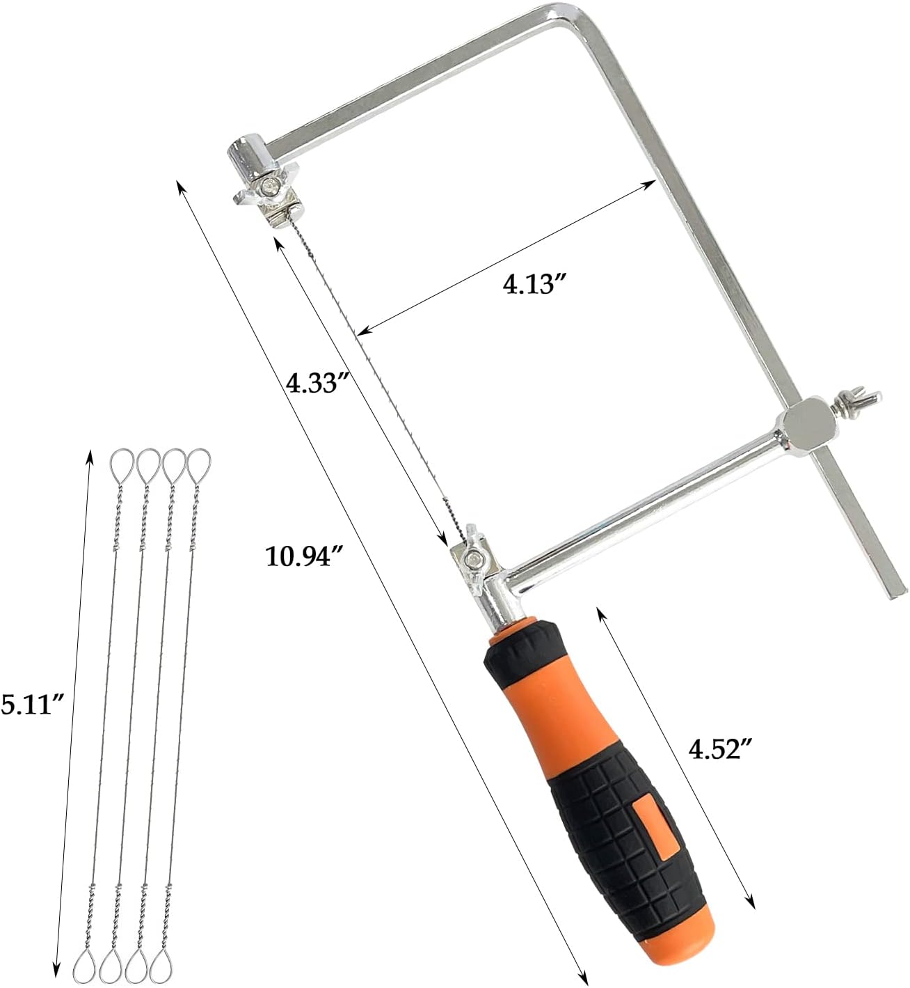 Sutekus Coping Saw Hand Saw Wire Jigsaws Fret Saw with Extra 5 Spiral Wire Blades for Wood, Plastic, Rubber, and Soft Metal Cutting