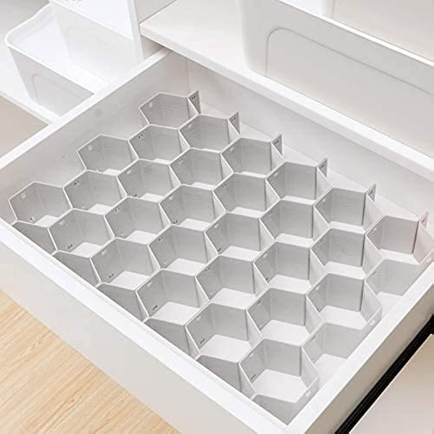 ELECDON Drawer Divider Organizer 8pcs DIY Plastic Grid Honeycomb Drawer Divider for Underwear Belt-Scarf Socks Organizer