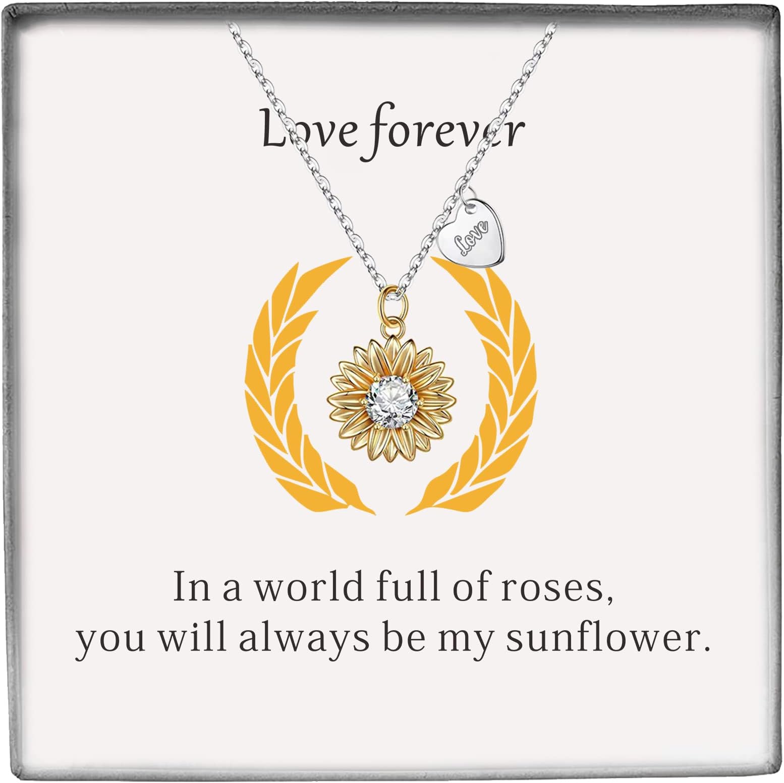 TOLOWOBK Valentines Gifts for Her 925 Sterling Silver Necklace Sunflower Necklaces for Girlfriend Wife Mum Daughter Cubic Zirconia You Are My Sunshine Necklace Anniversary Birthday Gifts for Women,