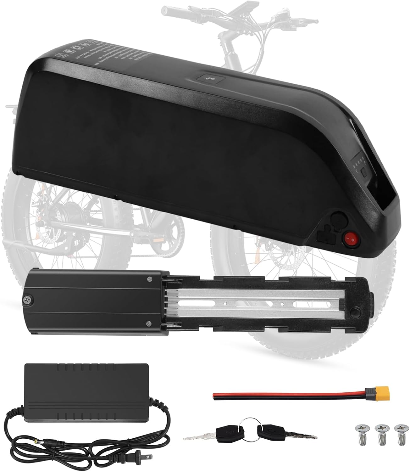 Battery for Ebike 48V, 15.6Ah Lithium Pack with BMS for 0-1800W Motor, Indicator Light, 5PIN Safe Lock, USB Port, XT60 Plug