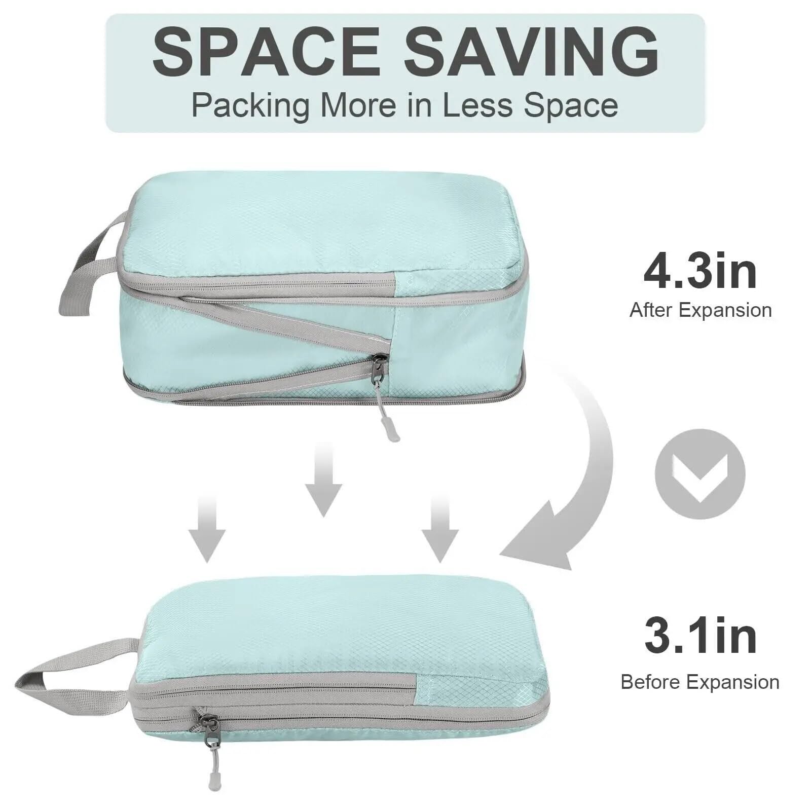 4 pezzi di cubi compressione da viaggio, organizer portatili for valigie, impermeabili, for riporre i bagagli, for cassetti Organizer per valigie(White)