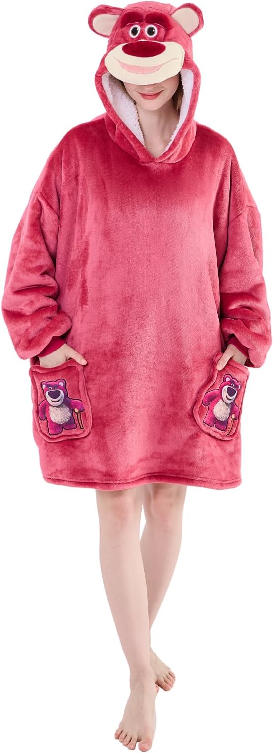 NEWCOSPLAY Unisex Animal Wearable Hoodie Blanket Plush Sherpa Warm Sweatshirt with Pockets for Adult