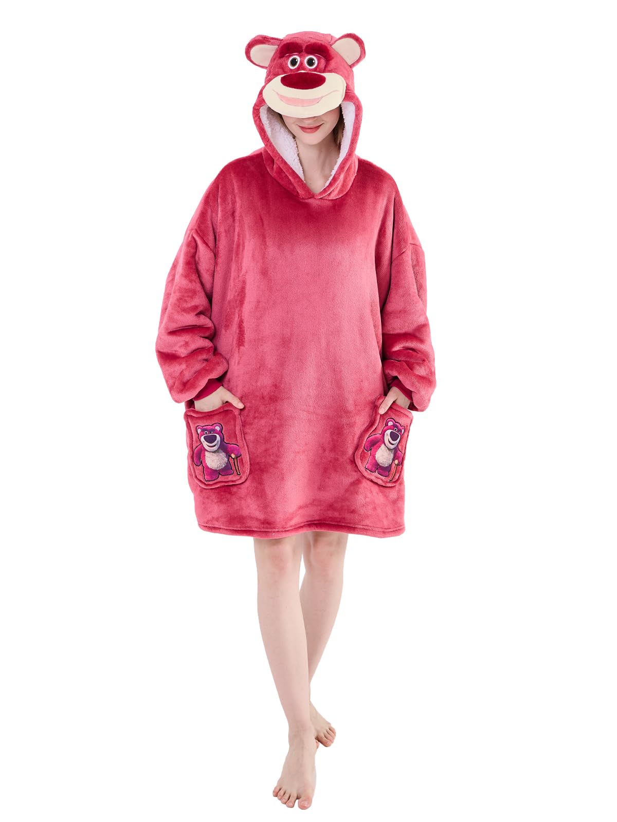 NEWCOSPLAY Unisex Animal Wearable Hoodie Blanket Plush Sherpa Warm Sweatshirt with Pockets for Adult