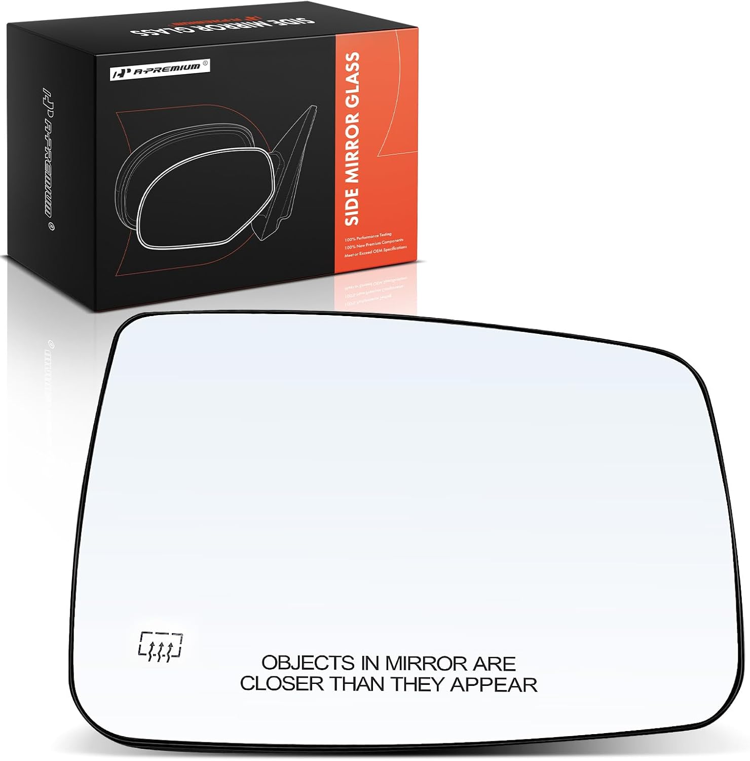 A-Premium Right Passenger Side Heated Mirror Glass with Backing Plate Compatible with Ram 1500 2011-2019, 2500 2011-2018, 1500 Classic 2019 & Dodge Ram 1500 2500 - Exterior Side View Convex Mirror