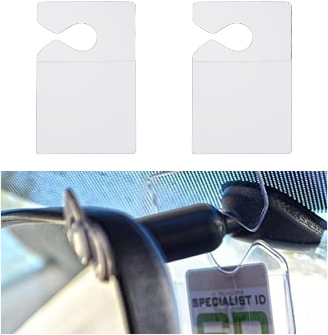 GLSOWEE Clear Parking Permit Holder, Car Rear View Mirror Document Hanger, Vertical Parking Lot Pass Car Parking Card Holder for Passes/Permits/Small Stickers, for Cars, Trucks, SUVs