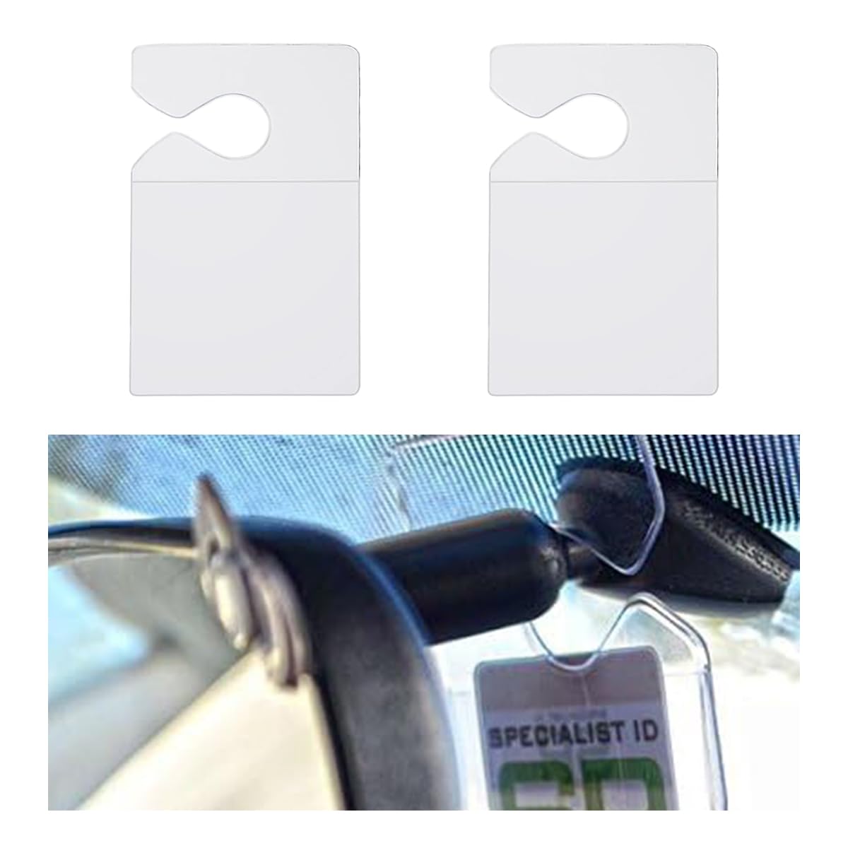 Clear Parking Permit Holder, Car Rear View Mirror Document Hanger, Vertical Parking Lot Pass Car Parking Card Holder for Passes/Permits/Small Stickers, for Cars, Trucks, SUVs