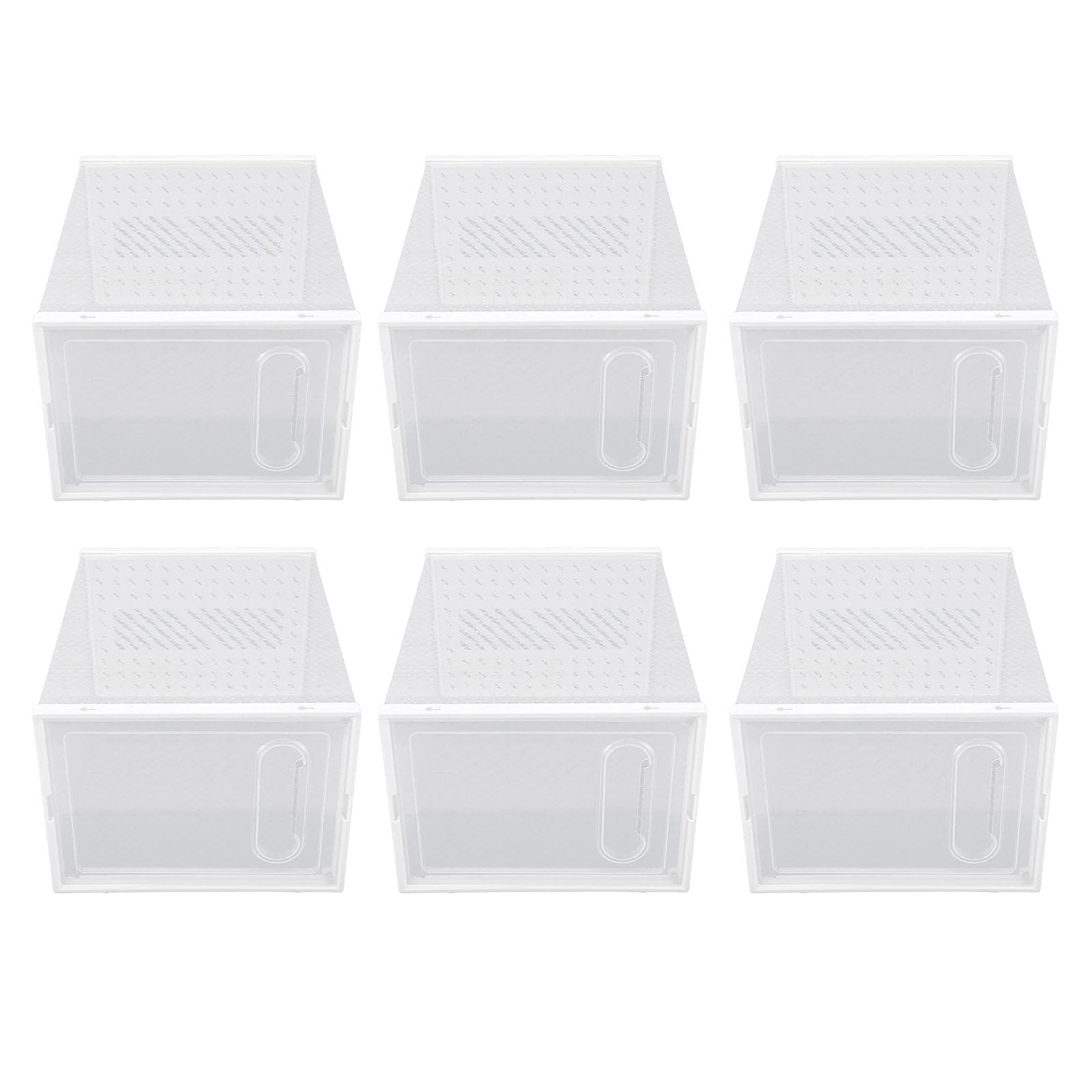 Cajas de Zapatos, Organizadores de Almacenamiento de Zapatos de Plástico Apilables, Plegables, Ventilados, Blancos, con Puertas Magnéticas, Caja de para Zapatillas, Tacones Altos, Botas