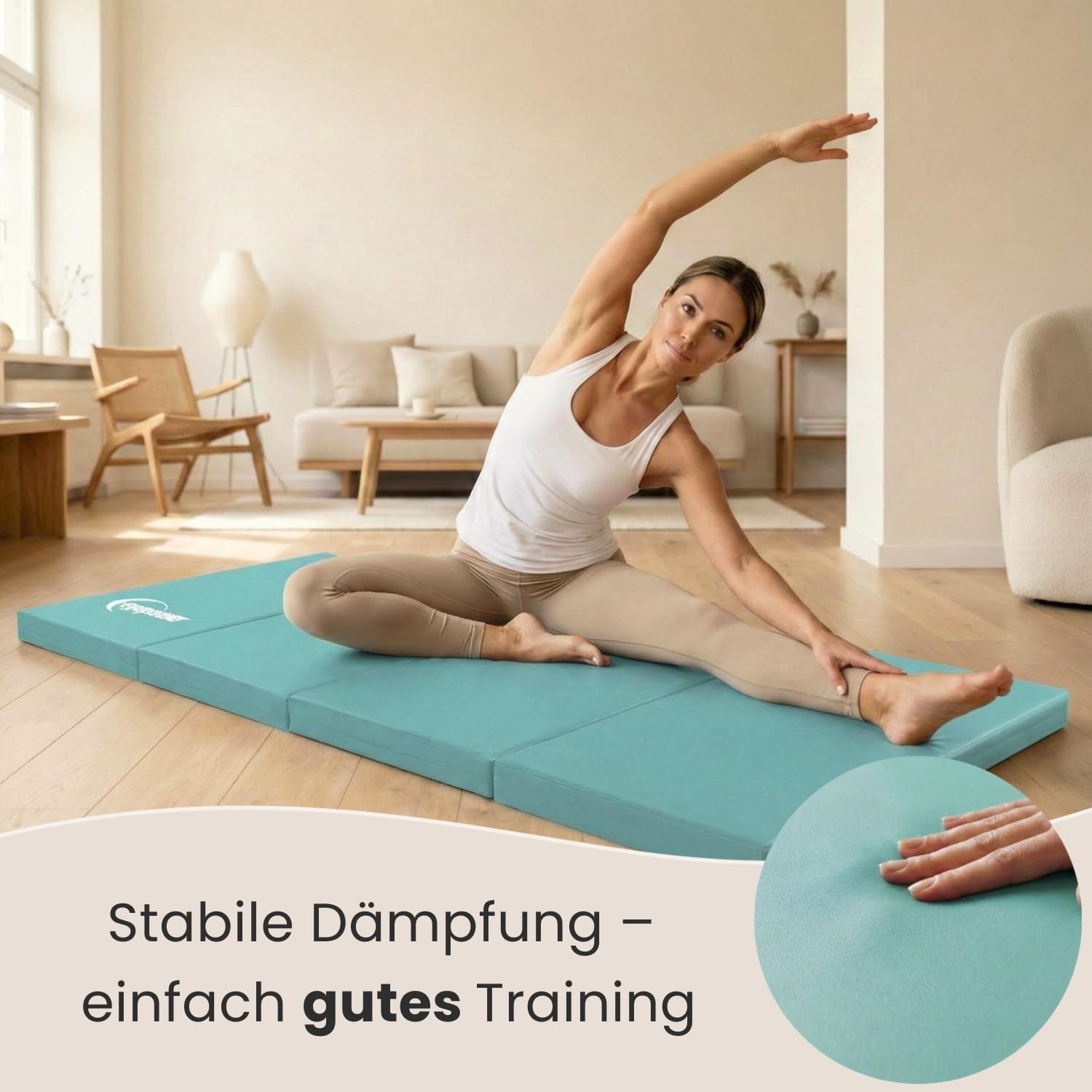 eyepower Colchoneta de Gimnasia Plegable Gruesa 180x60x5 cm - Esterilla Fitness para Rítmica y Artística - Infantil y para Casa - Superficie de Suelo Amortiguadora para Entrenamiento Interior