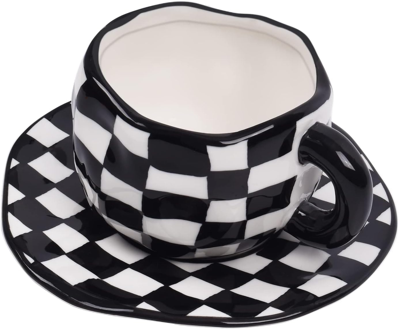 Amazon.com: Miaexaugsh Irregular checkerboard coffee mug gift ceramic ...
