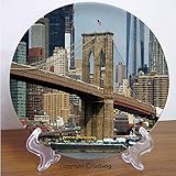 SoSung Urban 7' Ceramic Decorative Plate,Skyline of Brooklyn New York USA Cityscape Bridge Buildings...