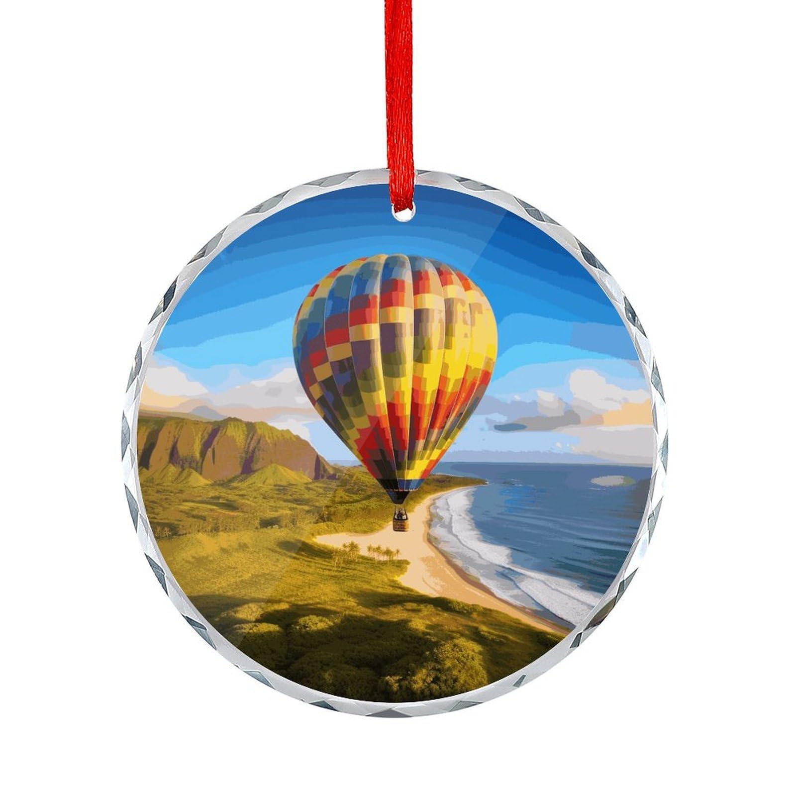 Btcowzrv Style Hawaii Hot Air Balloon Round Ornament Hanging Pendant Decor