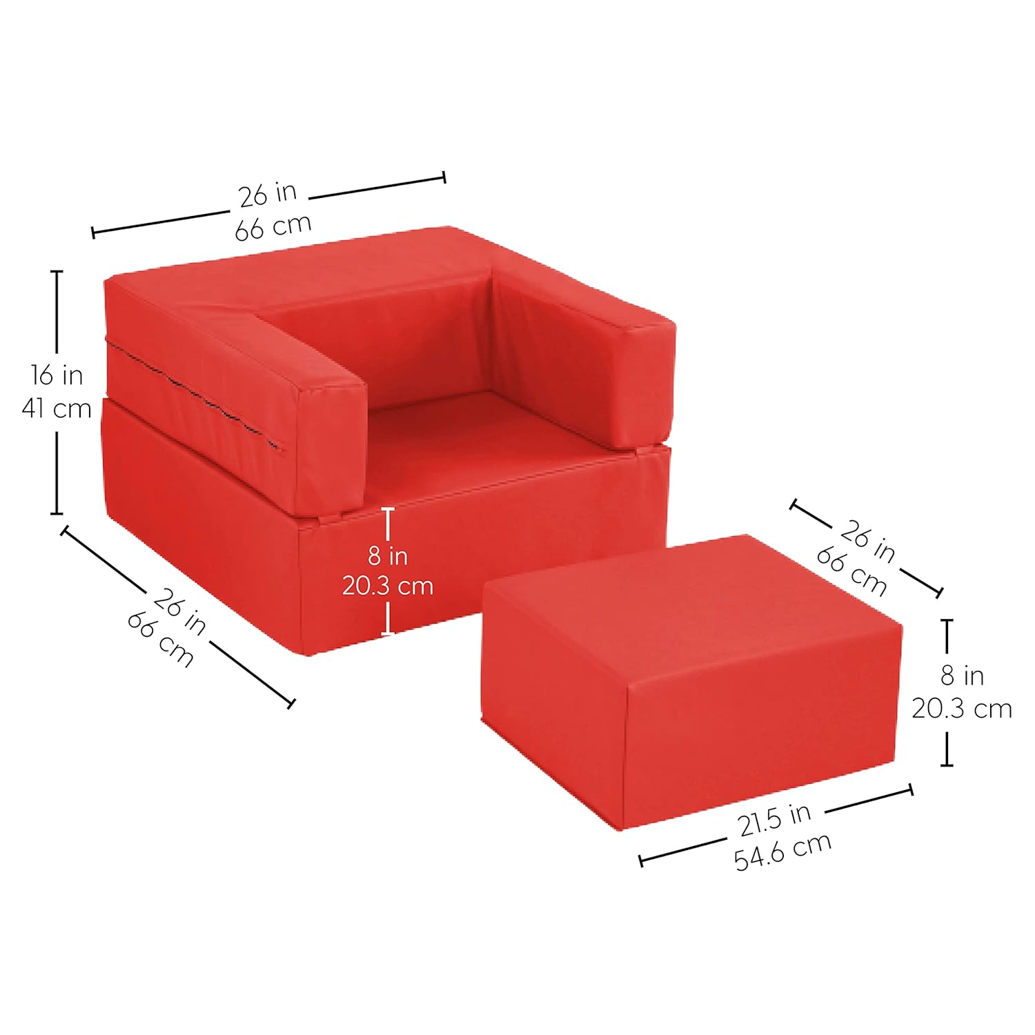 Factory Direct Partners 10461-RD SoftScape Flip-Flop Convertible Children"s Chair, Red