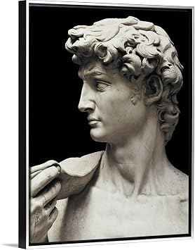 CANVAS ON DEMAND David, Detail Silver Float Framed Canvas Wall Art Print by Michelangelo Buonarroti, Fine Art, Home Decor, Person, Figure Artwork,18" x24in