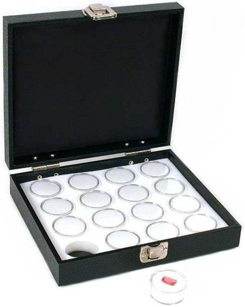 16 Gem Jars White Tray Display Gemstone Travel Case