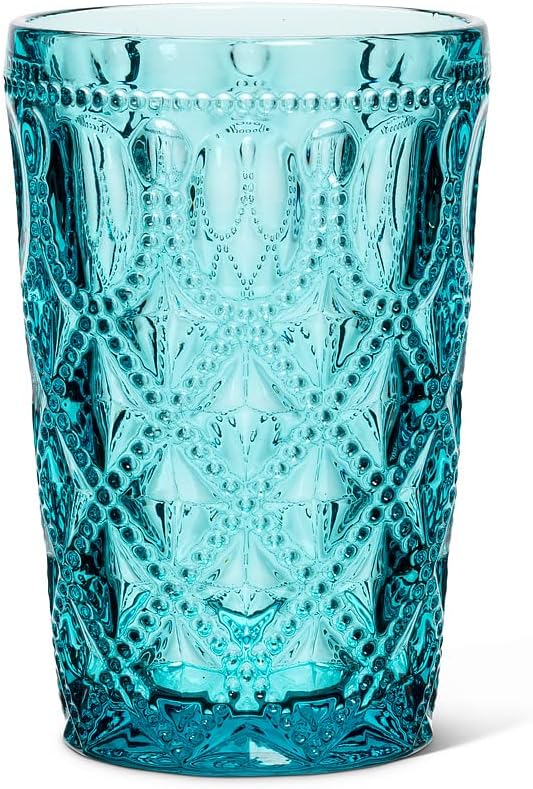 5.25 in. Jewel & Bead Pattern Highball Turquoise