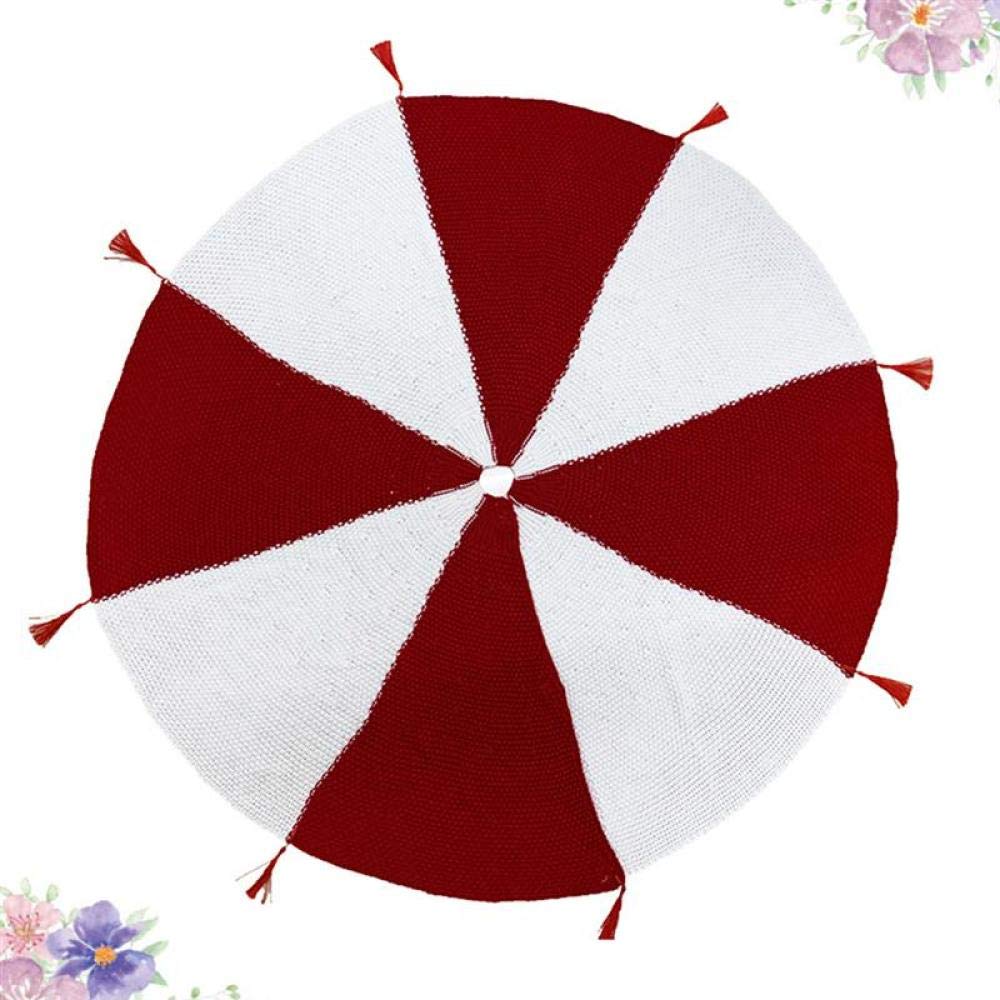 Tappeto per Albero di Natale Gonna Albero di Natale Tappeto Rotondo Decorativo Bianco Rosso per Forniture per Alberi di Natale per La Casa