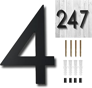 6 Inch House Numbers for Outside Modern-Rust Proof 3D Floating Address Sign-Address Numbers for Door Garden Mailbox,Matte Black Acrylic 911 Visibility Signage (4)